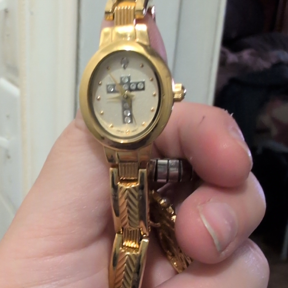 Gold Women's Watch with Diamond Accents
